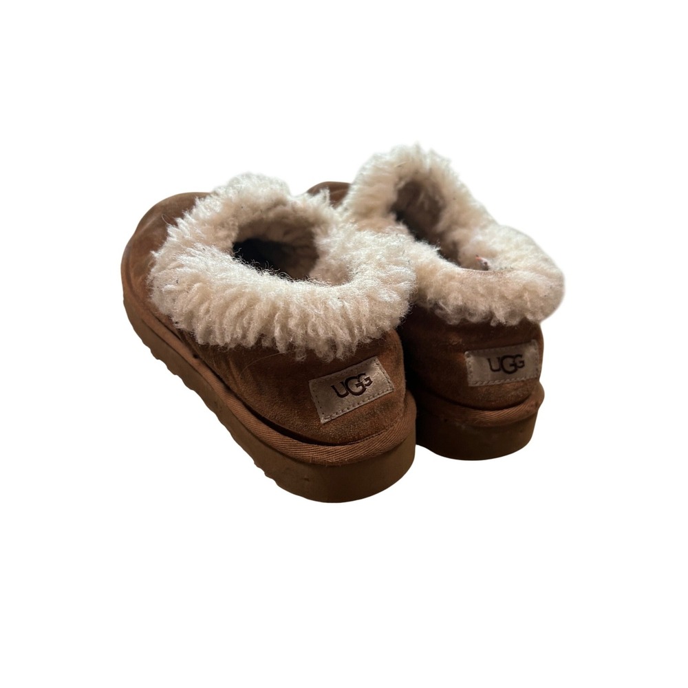 UGG Chestnut Suede Sheepskin Slippers Womens 9 Slides House Shoes
